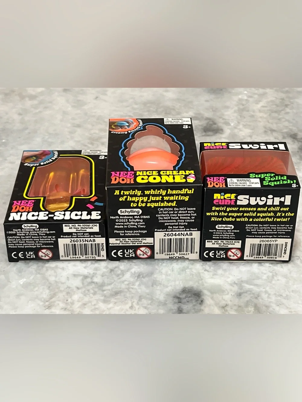 NeeDoh Orange Bundle Set of 3! Nice Sicle, Nice Cream Cone & Nice Cube Swirl